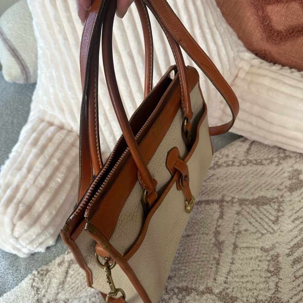 Vintage 1991 Dooney & Bourke AWL Satchel Original Receipt USA Cream Tan Leather - Picture 6 of 14